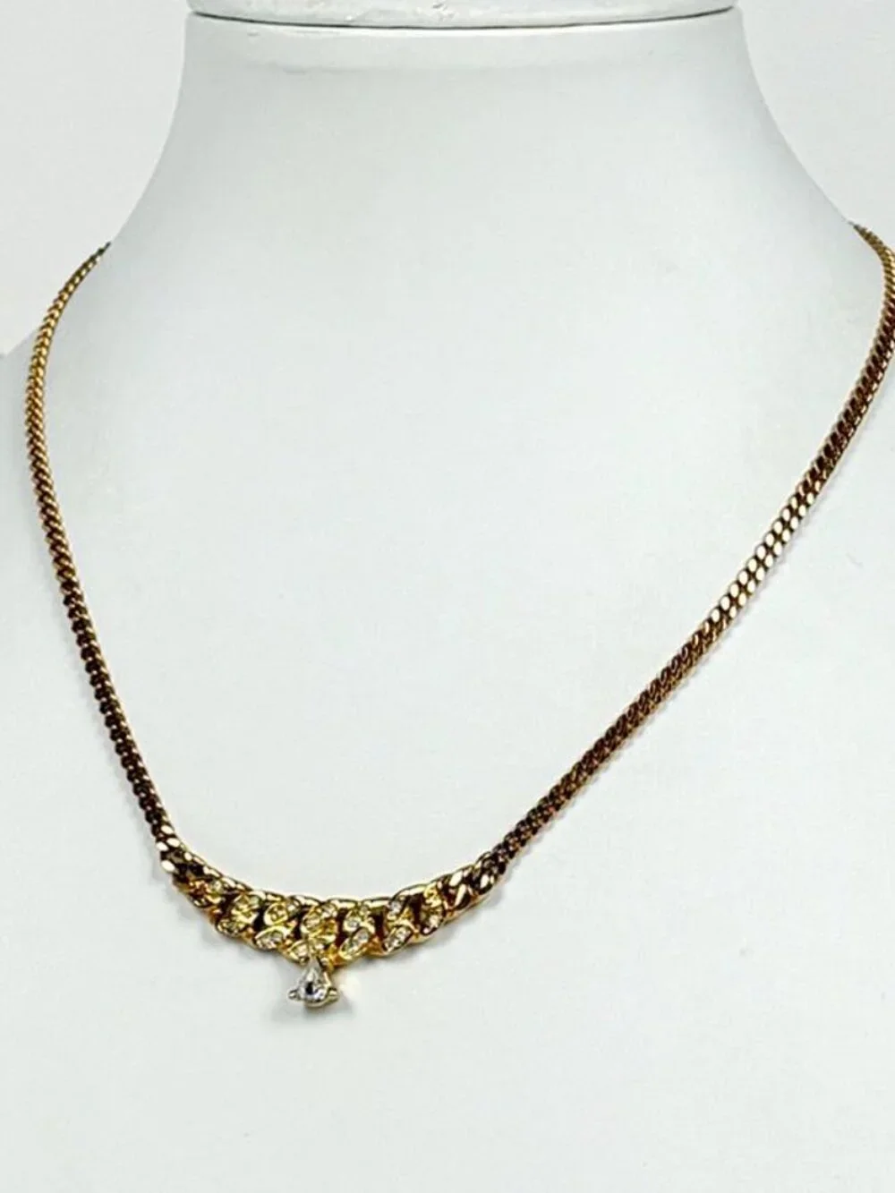 Dior Rhinestone Necklace CD Gold Plated - Picture 5 of 5
